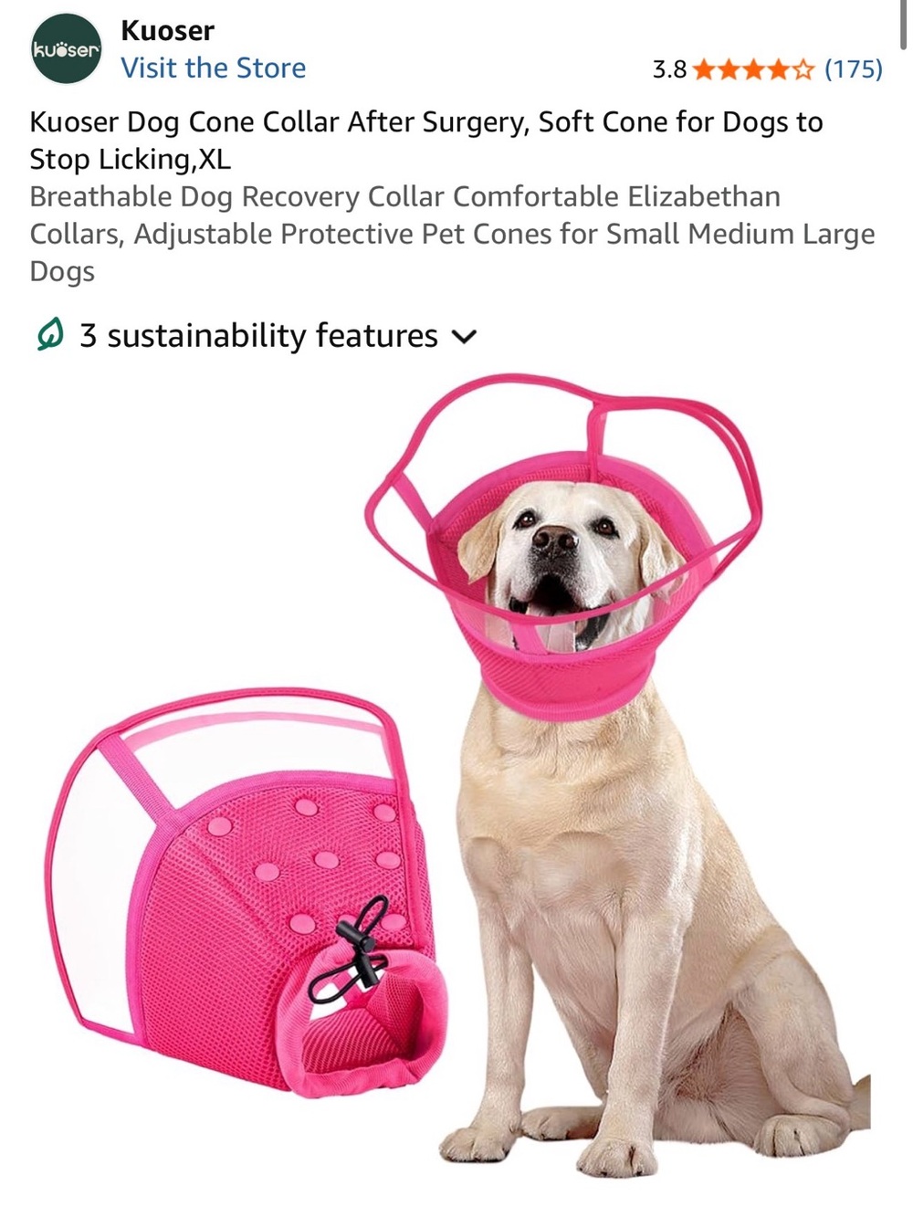 NWT size XL Pink Soft Recovery Cone Collar